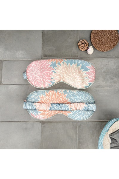 ICON SILK 'Sleep & Glow' %100 Saf Ipek Uyku Maskesi Göz Bandı (Pudra Bahçesi)