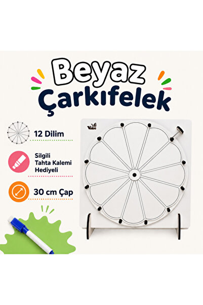 VoleeCraft BEYAZ Çarkıfelek Oyunu Ahşap Eğitim Materyali