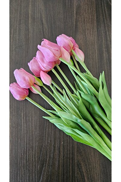 Omelas Yapay Çiçek Islak Lale Demet Islak Dokulu Kaliteli Leylak Rengi 45 Cm....