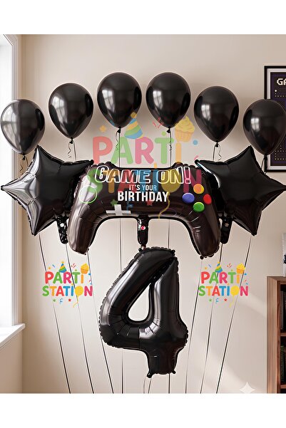 Parti Station Gamer Oyuncu Oyun Konsolu Yaş Folyo Balon Seti Gamer Oyuncu Pla...