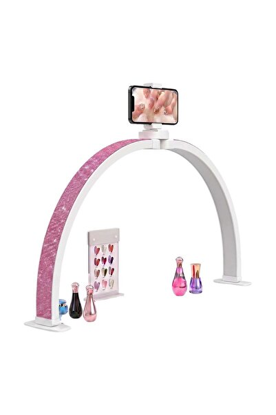 trled F-700A 70CM Pembe Elmas Taşlı Beyaz Katlanabilir Masaüstü Manikür ve Pr...