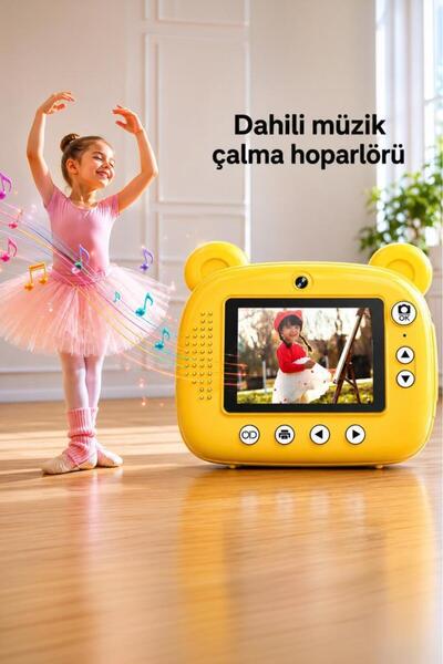 Torima Dijital Fotoğraf Makinesi Çocuk Termal Resim Kağıt Baskılı Yazıcı Kamera Makinesi CMR14 Sarı