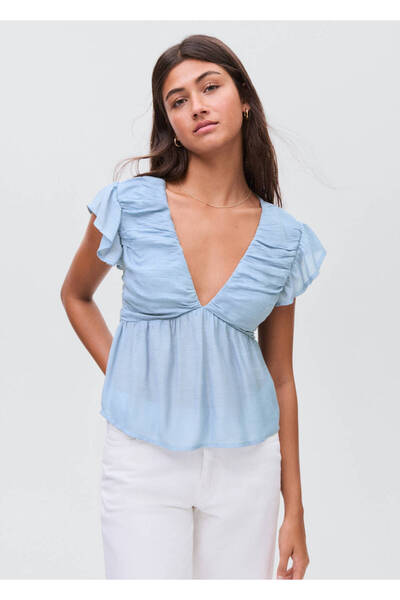 Mango Teen Volanlı büzgü detaylı bluz