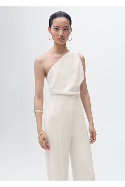 MANGO Woman Drape Asymmetrical Long Jumpsuit