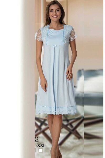 Generic Brand Effortt 2052 Blue Maternity Nightgown Set