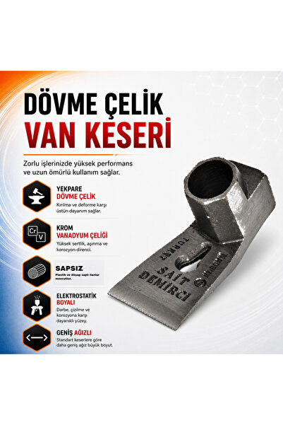 Sait Demirci Van Keseri Çok Amaçlı Dövme Çelik Keser Geniş Ağızlı Usta Keseri