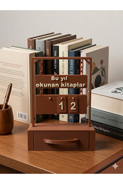E&TDESING Dekoratif Kitap Okuma Sayacı Kitaplık Aksesuarı Hediyelik Obje