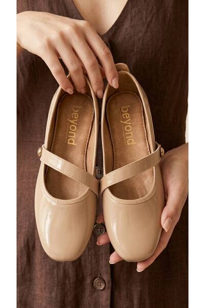 Beyond Women's Mink Drop Buckle Patent Leather Ballerinas 1cm Bynddam01
