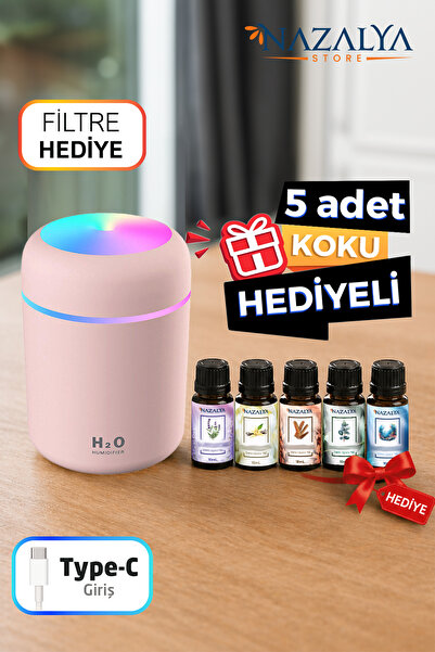 Nazalya +5 Adet Koku Hediyeli Ultrasonik Oda ve Araç Hava Nemlendirici Buhar ...
