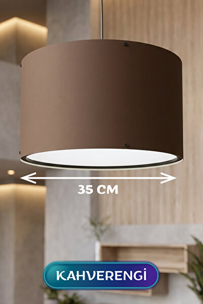 GÖKDAĞ GROUP Kahverengi Kumaş Başlıklı Sarkıt Avize 35 CM Mega Boy
