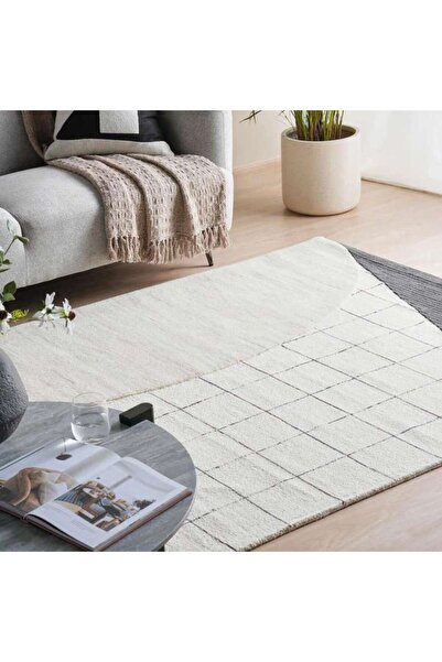 PAN HOME سجادة صوف ميتز منسوجة يدويًا 200x290 سم - طبيعية