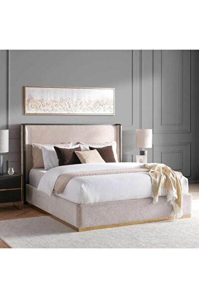 PAN HOME سرير بيكلون كينج 180×200 سم مبطن - بيج وبني