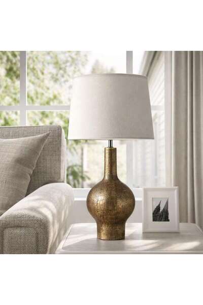 PAN HOME Santiago E27 Polyresin Table Lamp 37x62cm- Gold