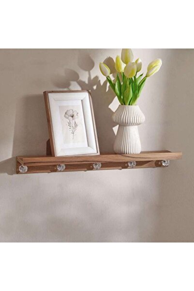 PAN HOME رف جداري بونير مع خطافات 10x48 سم - طبيعي
