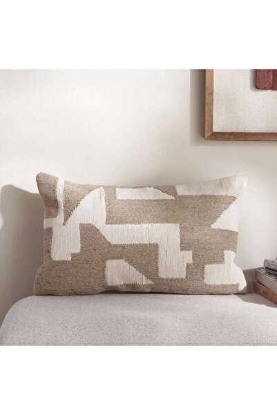 PAN HOME Bonisa Jute Embroidered Filled Cushion 30x50cm - Natural