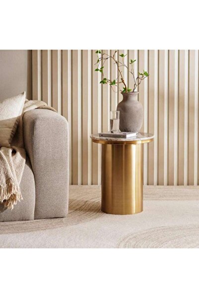 PAN HOME Brune New End Table Marble - White Gold