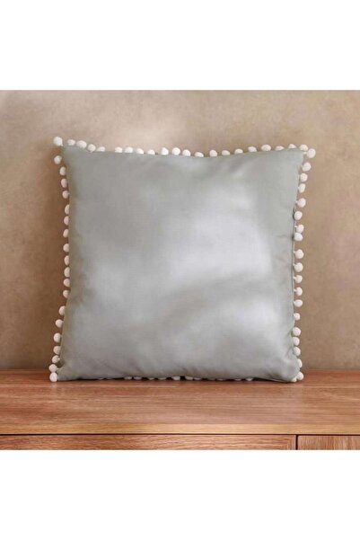 PAN HOME Solara Water Repellant Pom Pom Trimmed Outdoor Filled Cushion 45x45c...