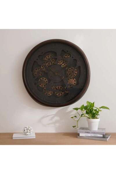 PAN HOME Liam Wall Clock With Gear 76x10x76xcm - Antique Gold
