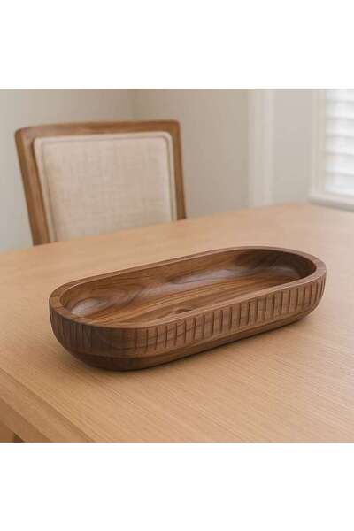 PAN HOME Rabaha Acacia Oval Serving Bowl 35.5x16.5x7.6cm -natural