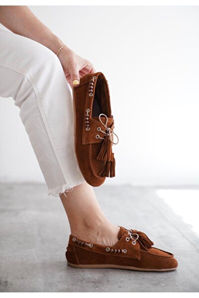 luuq shoes Γυναικεία Loafer Παπούτσια ZYNOR από Γνήσιο Δέρμα Σουέντ με Φούντες