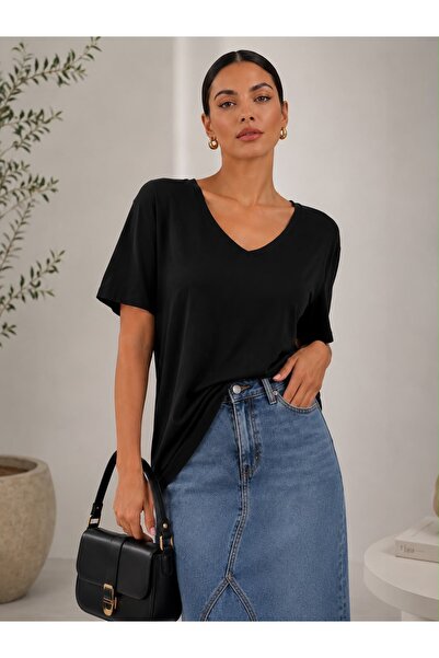 Oyer Moda V-neck Short Sleeve T-shirt