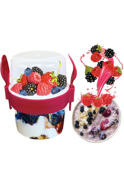 TOYFEST BPA Free Food Food Food & Breakfast with Fork & Spoon Lid Yogurt Mues...
