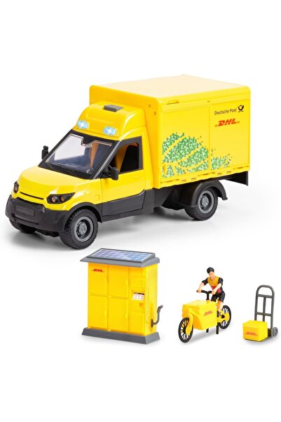 TOYFEST Dickie DHL Işıklı ve Sesli Kargo Teslimat Araba Seti