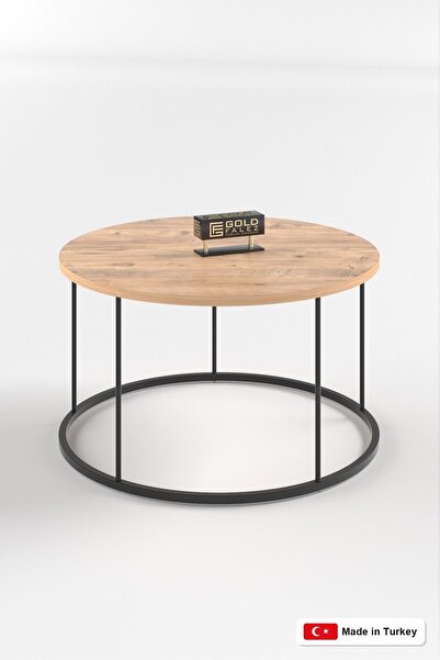 GOLDFALEZ Terra LUX Round Coffee Table - Modern Walnut Living Room Table (27....