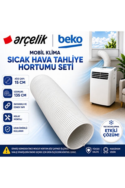 Airfel Arçelik Portatıf Klima Sıcak Hava Çıkış Borusu 15 Cm Ağız Çapında
