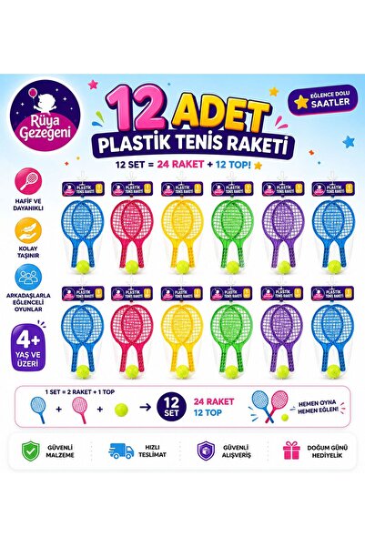 Rüya Gezegeni 12 Takım Oyuncak Plastik Tenis Raketi Karne Hediyesi Doğum Günü...