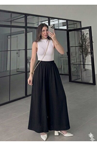 QUAWEAR Elastic Waist Modal Fabric Skirt with Side Pockets