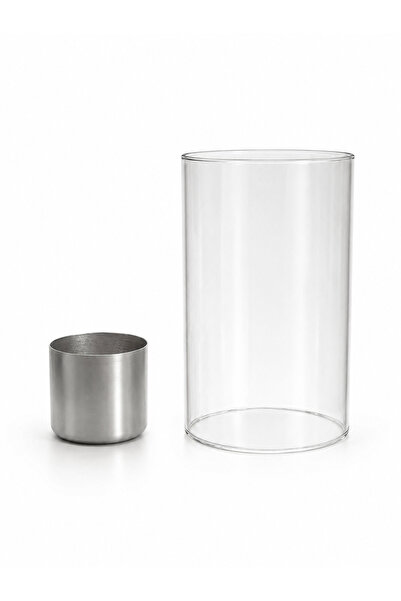 BeeCandleHome Masaüstü Şömine Yakıt Haznesi ve Cam Seti | Metal Bioethanol Ha...