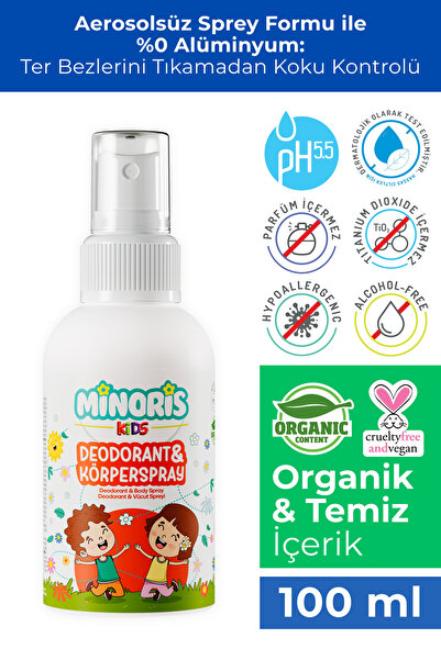 Minoris Kids Çocuk Deodorantı Parfümsüz Doğal 100ml