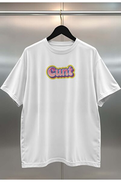 buzagi tasarım ürünleri  Digital Print Oversize White Unisex T-Shirt