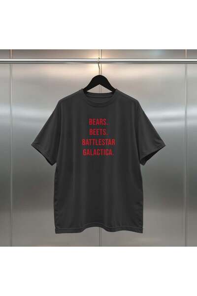 buzagi tasarım ürünleri The Office Oversize Digital Printed Black T-Shirt