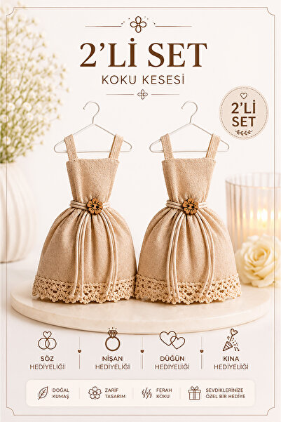 çimen Çiçekli Elbise Lavanta Kokulu Koku Kesesi 2 Li Set
