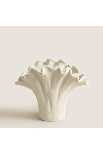 Chakra ÇiÇek Form Porselen Vazo Beyaz Büyük (24X13X19,5Cm) Natural