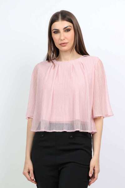mica Oversized Pleated Long-Sleeve Top