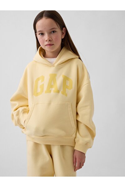 GAP Kız Çocuk Sarı Kids VintageSoft Relaxed Logo Sweatshirt