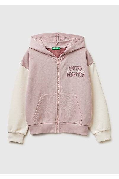 United Colors of Benetton Kız Çocuk Gül Kurusu Simli Logolu Fermuarlı Cepli K...