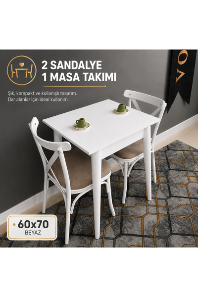 VOGUE TASARIM VE AKSESUAR 60x70 Küçük Mutfak masa takımı Şık & Dayanıklı yeme...
