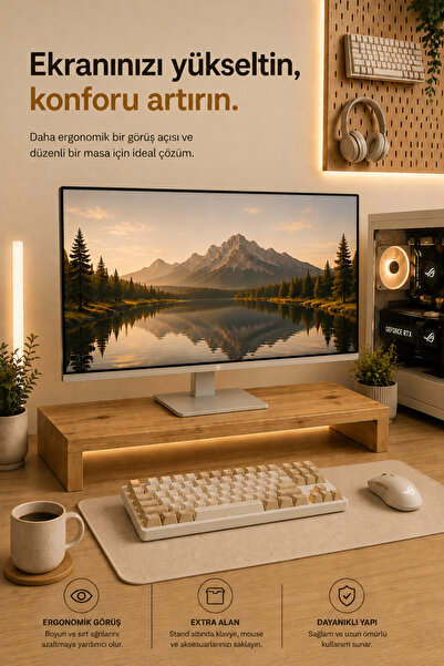 Atlanta Home Vortex Gaming Oyuncu Monitör Yükseltici Standı RGB Setup Düzenle...