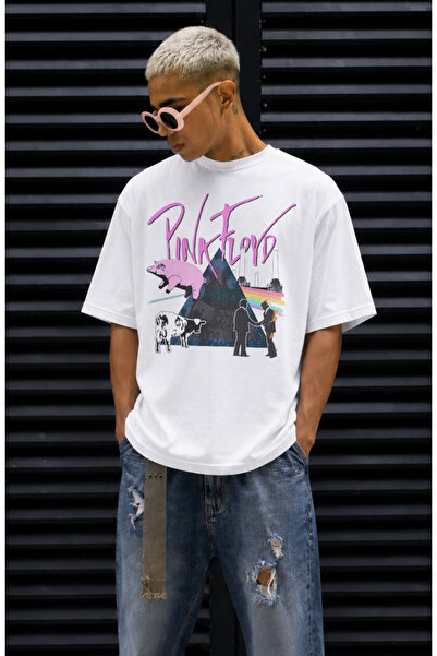 Fuddy Moda Unisex majica sa printom Pink Floyd, Oversize kroj rok benda Štamp...
