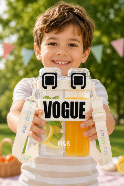 M&B WATER BOTTLE زجاجة مياه فوغ ذات مقصورة مزدوجة، غطاء مزدوج، شفاطة، تعليق ل...