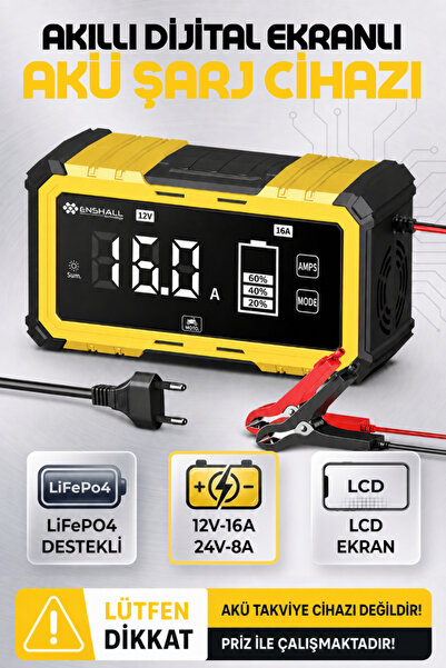 Enshall 12V-16A / 24V-8A Araba, Kamyon, Tır, Gemi Motosiklet LıfeP04 Özellikl...