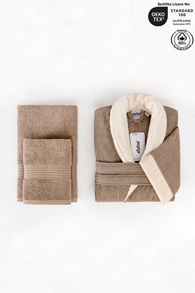 Ellaline Set halate de baie cu dungi 100% bumbac certificat, 3 piese, set hal...