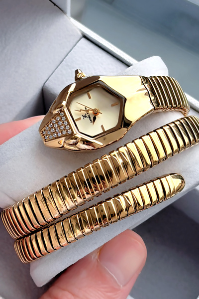 Daniel Klein Yılanlı Model Kadın Kol Saati, Su Geçirmez Gold Renk Çelik Kordo...