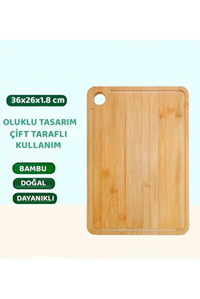 Go İthalat Wooden Bamboo Cutting Board 26X36X1.8 Cm.