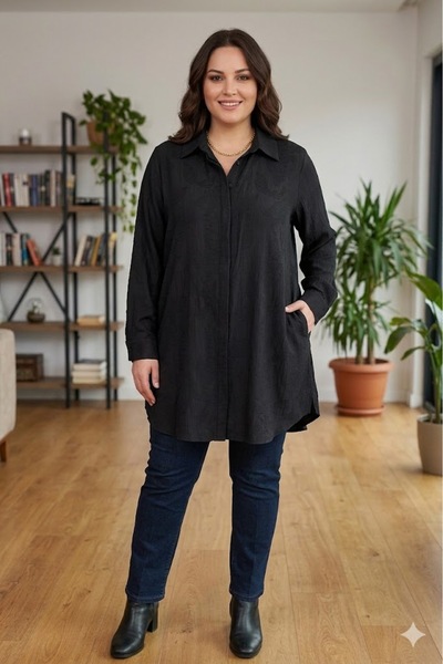 elma abone Plus Size Strawberry Jacquard Tunic Shirt