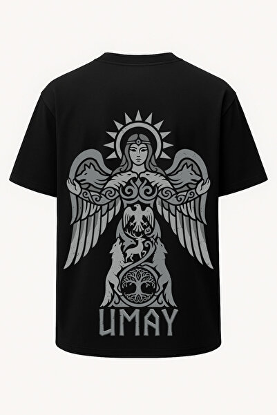 Oversize Umay Ana - Turkish Mythology Turkish Symbols Printed T-Shirt - Large Print - Wide Cut